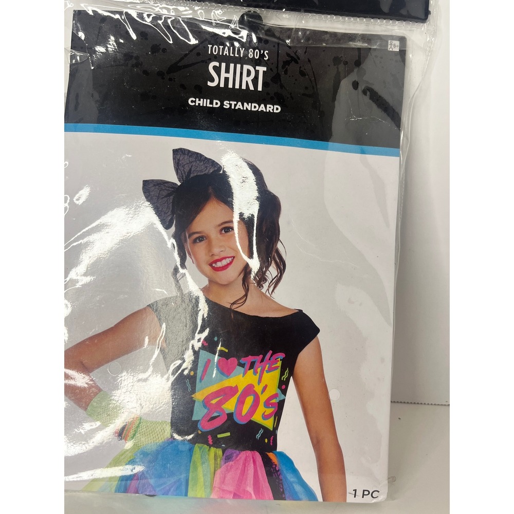 80s Girls Halloween Costume Shirt Neon Retro Child Up to Size 10 New